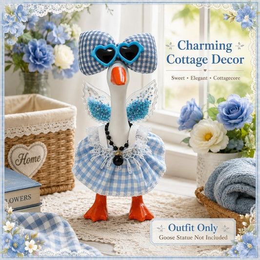 Blue Gingham Dress, Glitter Wings & Heart Sunglasses desk goose outfit by Little Honk, photo 2 of 9