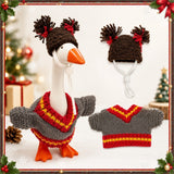 Christmas Knit Sweater & Pom-Pom Beanie desk goose outfit by Little Honk, photo 6 of 9