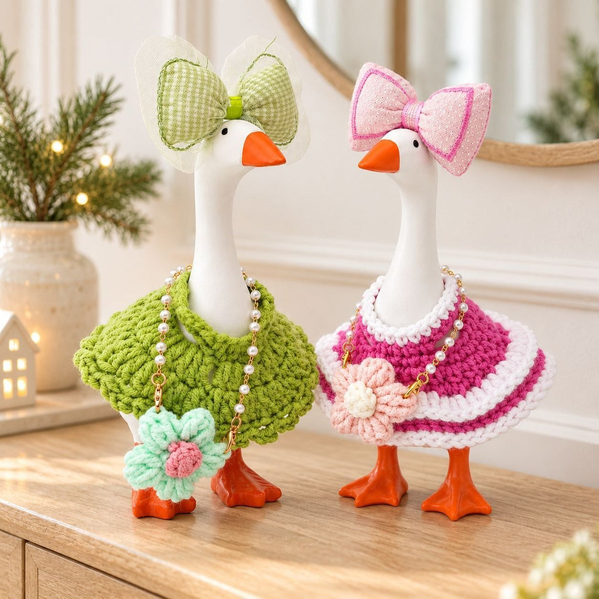 Crochet Poncho, Bow & Flower Purse desk goose outfit by Little Honk, photo 5 of 9