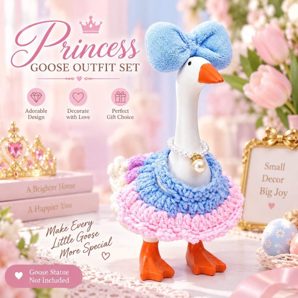 Crochet Princess Skirt & Statement Bow desk goose outfit by Little Honk, photo 8 of 10