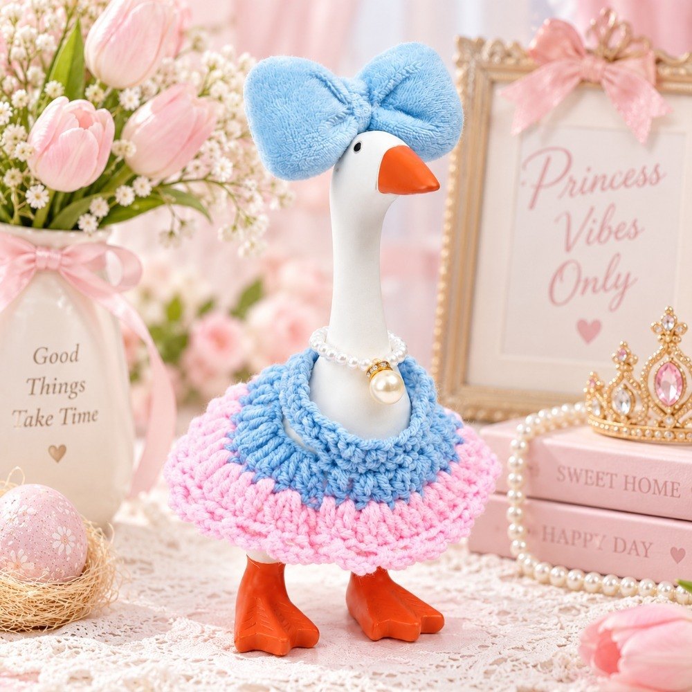 Crochet Princess Skirt & Statement Bow desk goose outfit by Little Honk, photo 9 of 10
