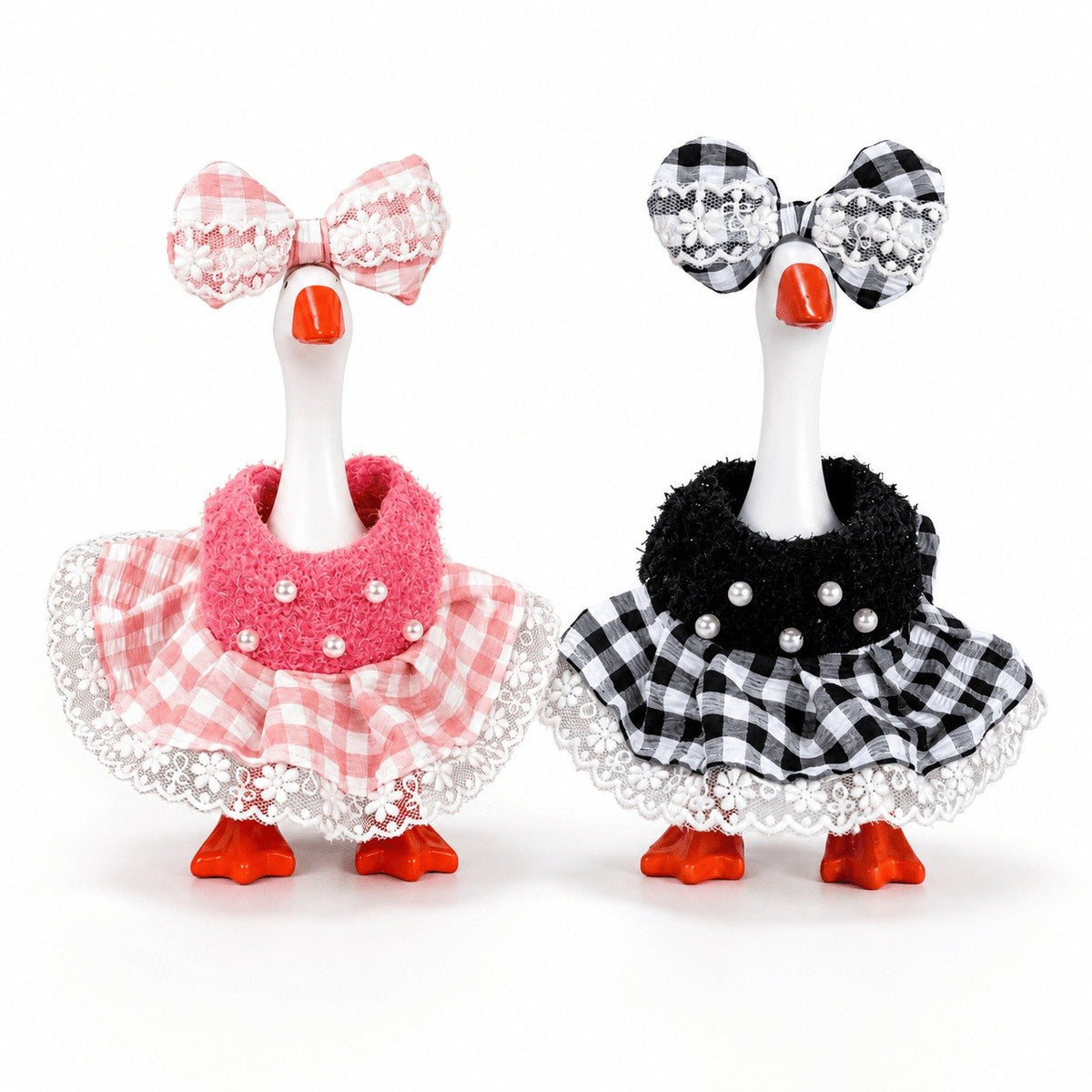 Gingham ruffle dress & bow – Little Honk desk goose outfit