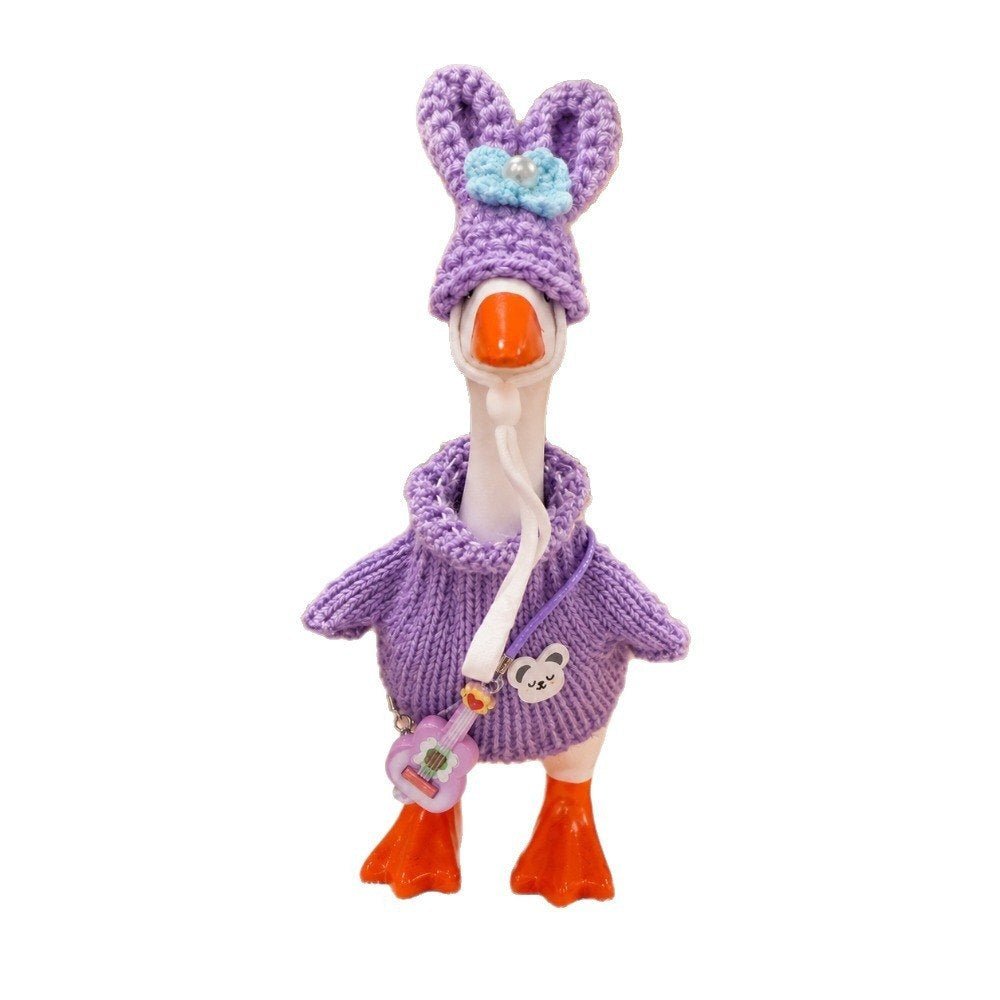 Purple bunny-ear knit sweater – Little Honk desk goose outfit