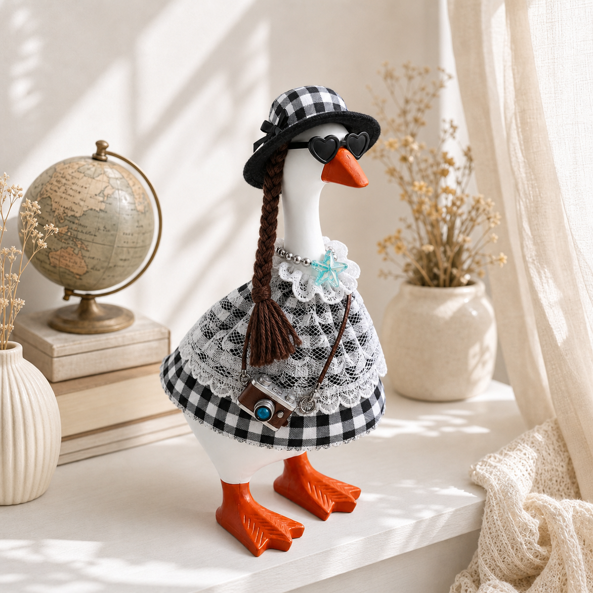 Vintage camera crossbody bag accessory for a 7-inch desk goose