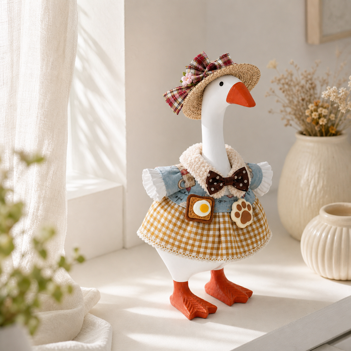 Little Honk country breakfast outfit set displayed on a hand-held 7-inch Desk Goose