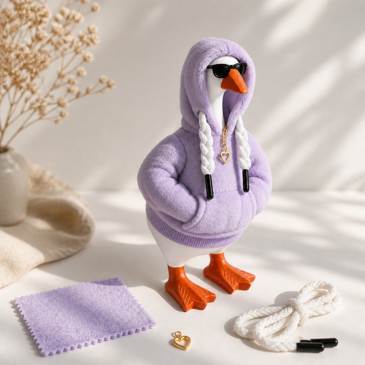 Black glasses accessory included with Little Honk lavender hoodie outfit set