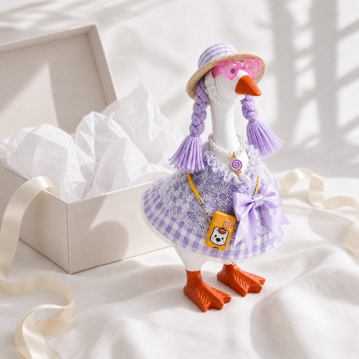 Little Honk pink heart glasses and pearl lollipop necklace