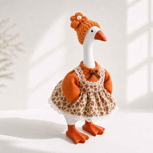 Little Honk orange floral outfit set for 7-inch desk goose