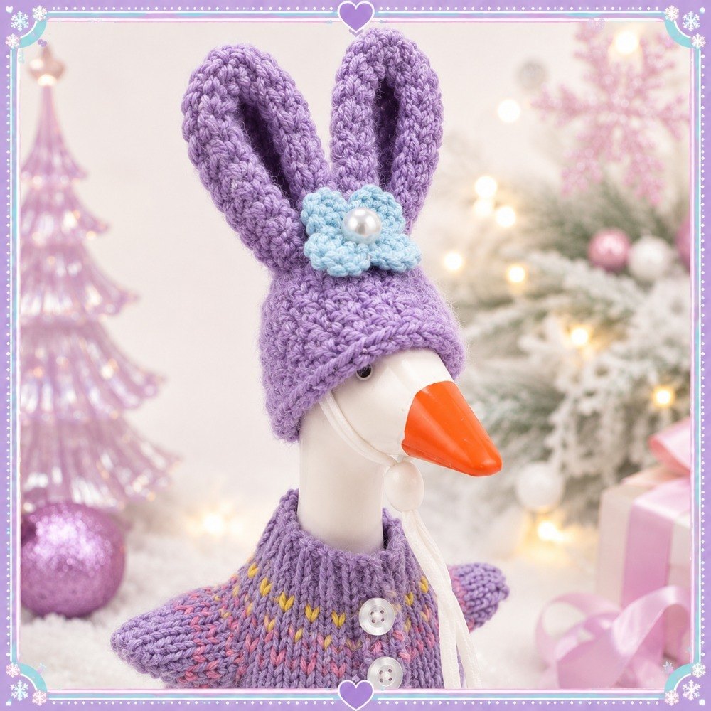 Bunny-Ear Knit Hat & Fair Isle Cardigan desk goose outfit by Little Honk, photo 4 of 9