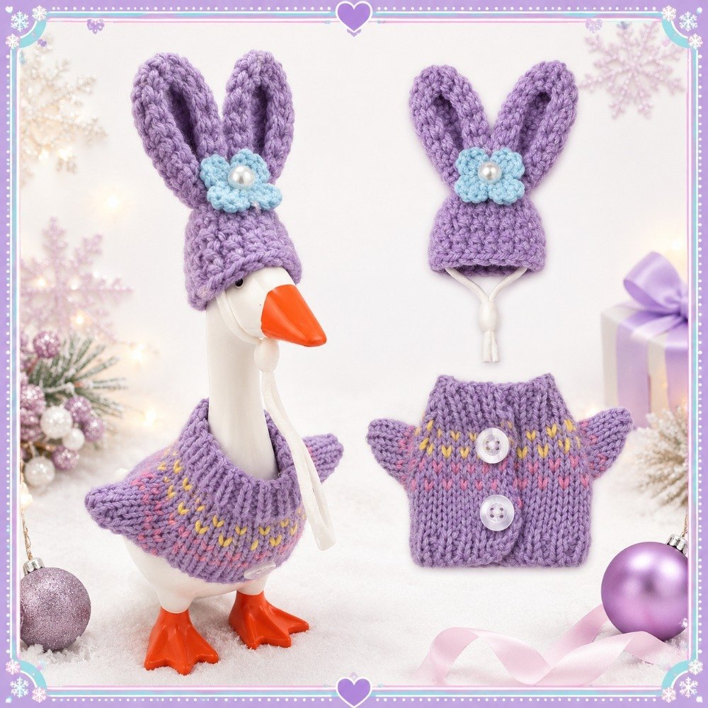 Bunny-Ear Knit Hat & Fair Isle Cardigan desk goose outfit by Little Honk, photo 7 of 9